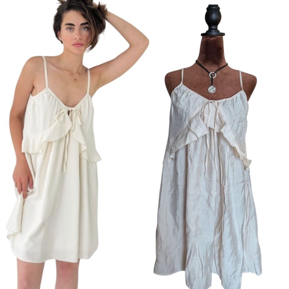 HM Dainty Cream Slip Ruffle Dress S